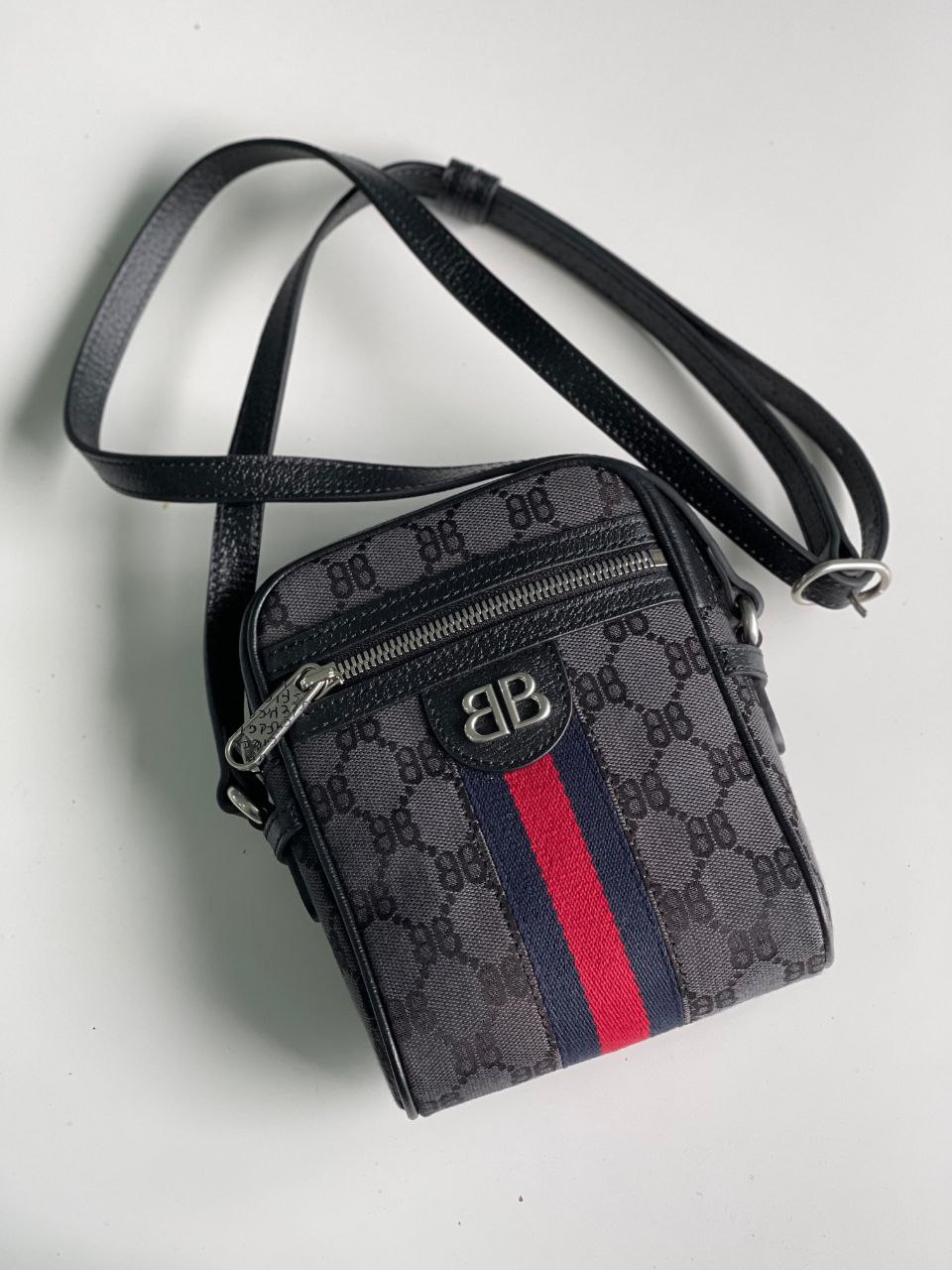 GUCCI X BALENCIAGA BB Mini Ophidia Messenger Black