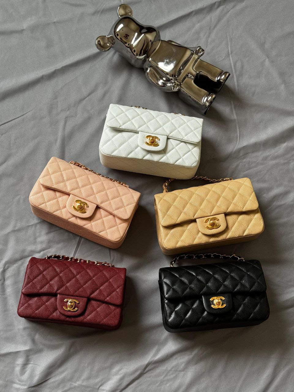 Chanel Burgundy Red Quilted Caviar Classic Bag Gold Hardware - Image 5