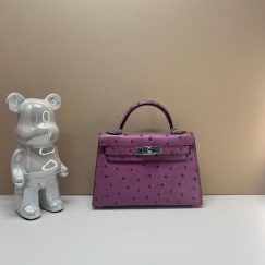 HERMES Ostrich Kelly Mini 20 Violine