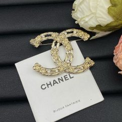 Chanel Metal Camellia CC Brooch