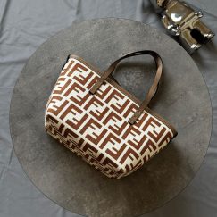 Fendi Mini Roll FF beige jacquard mini bag